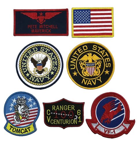 Buy TOP TOP Maverick Name TAG Flight Suit Navy Tomcat Patch Set of 7 ...