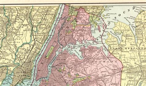 1890 Antique Greater NEW YORK City Map Manhattan Map BROOKLYN | Etsy