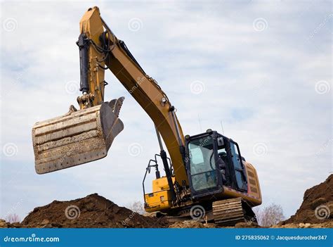 Backhoe Digging Hydraulic Shovel on Construction Site Earth Mover ...