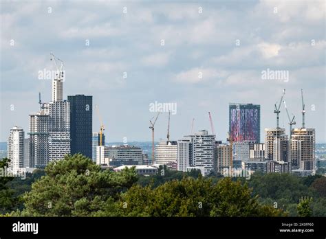 Central Croydon skyline showing intensive building work construction ...