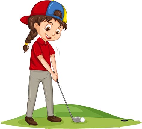 Young golf player cartoon character playing golf 2174087 Vector Art at ...