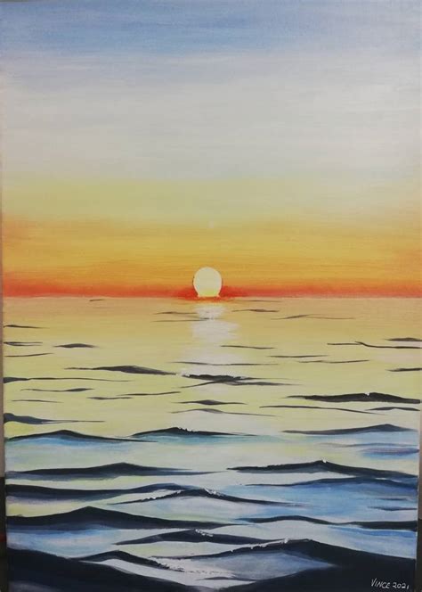 Calm Ocean sunset Painting by Vincent Van Rooyen | Saatchi Art