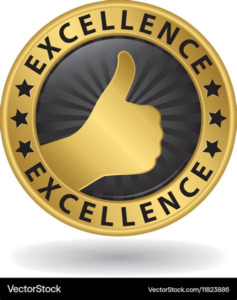 Excellence golden sign with thumb up Royalty Free Vector