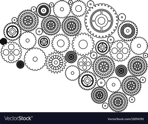 Isolated gears and brain design Royalty Free Vector Image