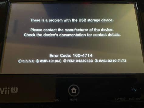 There is a problem with the USB storage device. Error code 160-4714 ...