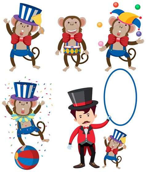 A set of monkey circus character 614034 Vector Art at Vecteezy