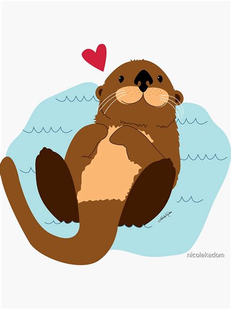 "Cute Otter Illustration" Sticker for Sale by nicolekadom | Redbubble