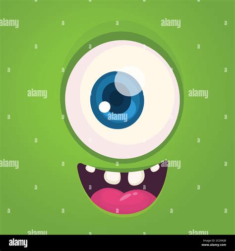 Happy cartoon monster one eye cyclops face. Vector Halloween monster ...