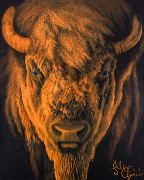 Bison Painting Buffalo Painting American Bison Close Up