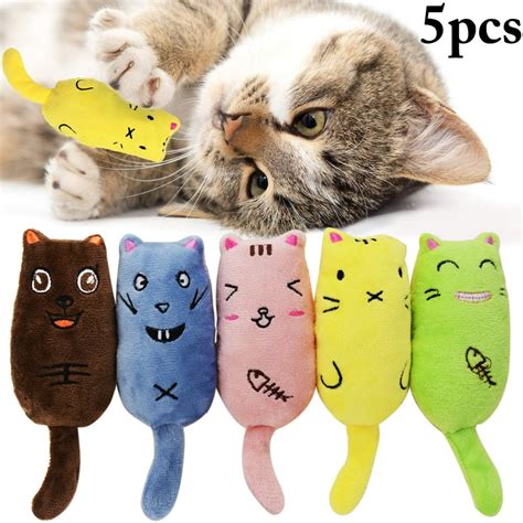 5PCS Cat Chew Toys Cartoon Plush Bite-resistant Cat Catnip Toys Kitten ...