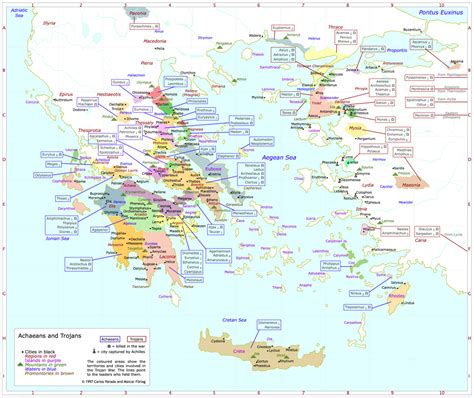 Map: ACHAEANS and TROJANS - Greek Mythology Link