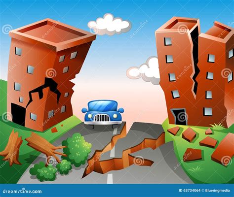 Natural Disaster Scene Of Earthquake Cartoon Vector | CartoonDealer.com ...