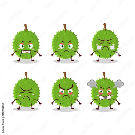 Durian cartoon character with various angry expressions Stock Vector ...