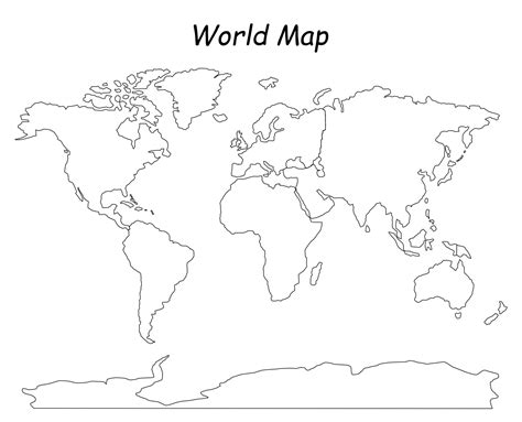 Simple World Map Outline | World map printable, World map outline, Map