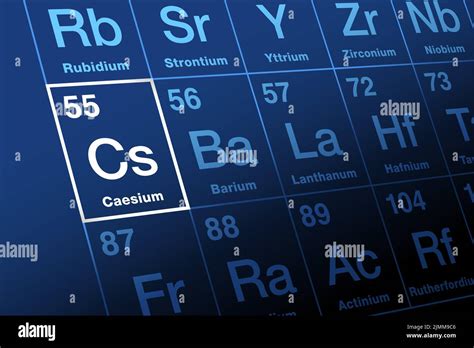 Caesium, Cesium, on periodic table of the elements. Alkali metal named ...