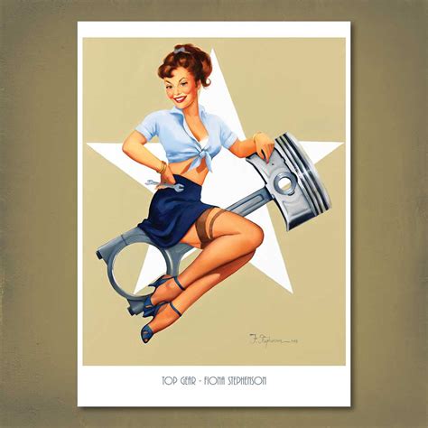 Top Gear Pin-Up Print - A retro style pin-up poster by Fiona Stephenson