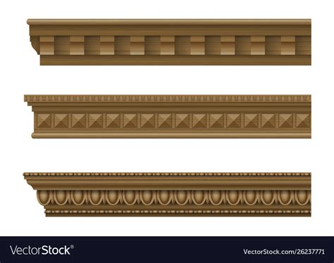 Set classical wooden cornices Royalty Free Vector Image