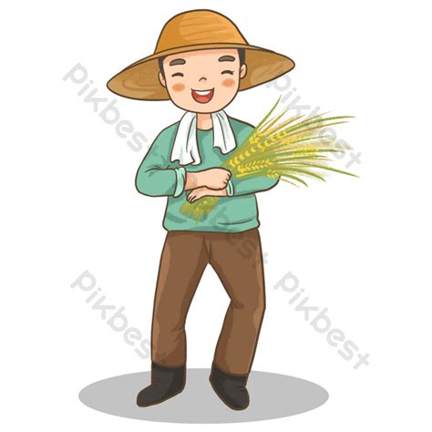 Cartoon Drawing Farmer Holding Rice PNG Images | PSD Free Download ...