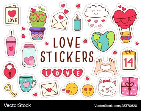 Set isolated love stickers part 1 Royalty Free Vector Image