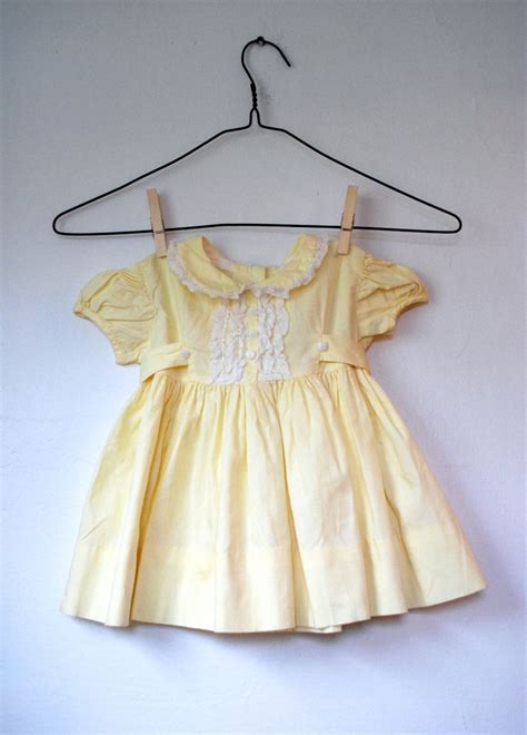 Vintage Light Yellow Baby Dress with Lace Trim - Size 6-12 months, 18 ...