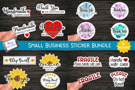 Printable Small Business Stickers Bundle - 16 Designs (1165503 ...