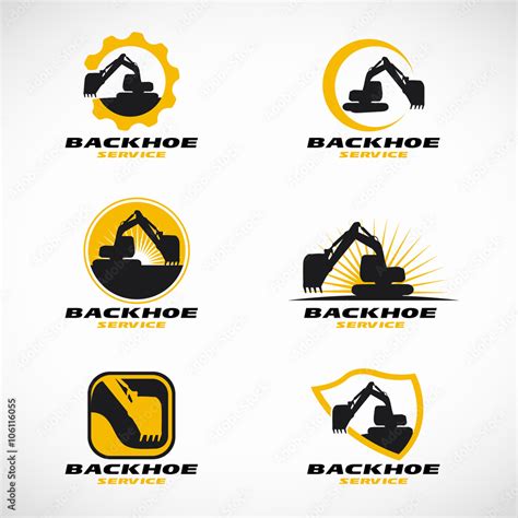 Yellow and black Backhoe logo vector set design Stock Vector | Adobe Stock