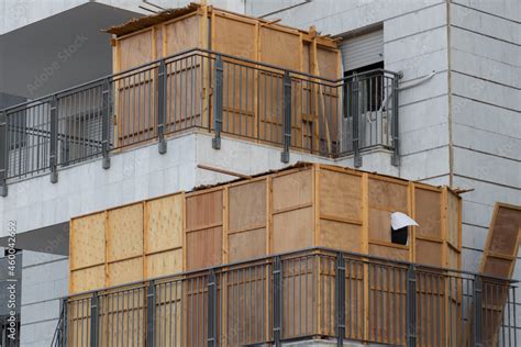 Ahisamakh - israel. 20-09-2021. A wooden sukkah inside the balcony of a ...