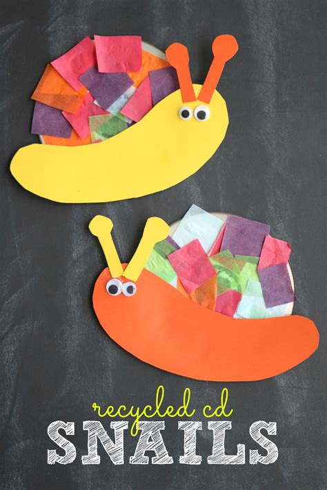 Recycled CD Snail Kid Craft - Make and Takes