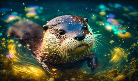 Premium Photo | A playful otter swimming in a river