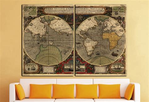 Old World Map Canvas Print Vintage Map Wall Art World Map Wall