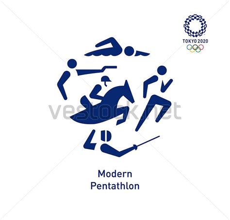 Modern Pentathlon Pictogram, Tokyo 2020 Olympics Pictograms Vector ...