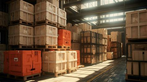 large warehouse stack crates boxes and containers 32942348 Stock Photo ...