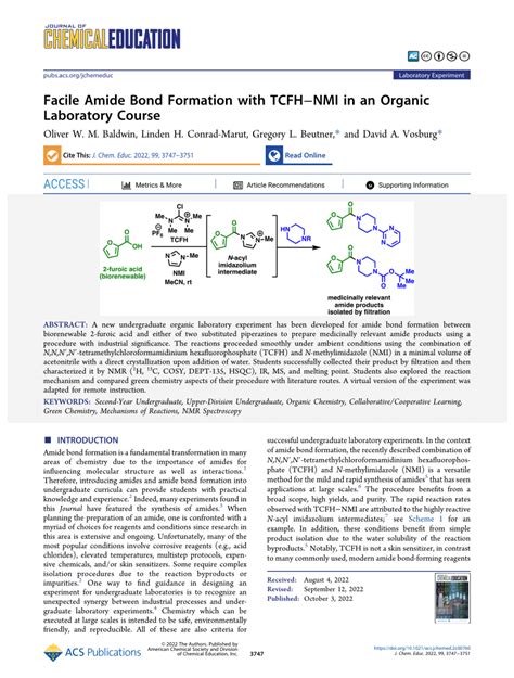 (PDF) Facile Amide Bond Formation with TCFH–NMI in an Organic ...