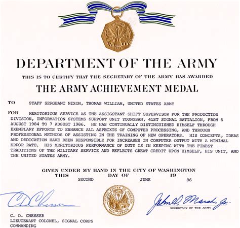 Certificate Of Achievement Army Ribbon - Top Defense Systems