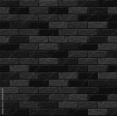 Realistic Vector brick wall seamless pattern. Flat wall texture. Black ...