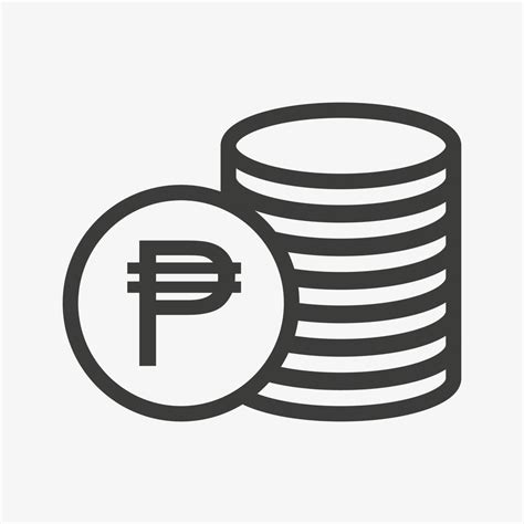 Philippine peso icon. Money outline vector illustration. Pile of coins ...