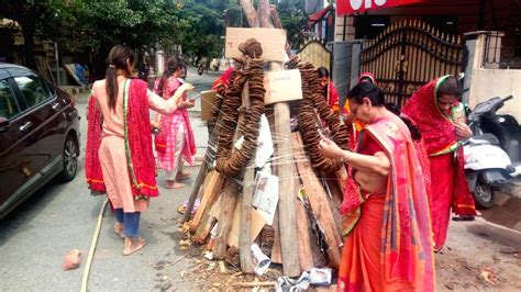 Women perform rituals ahead of 'Holika Dahan