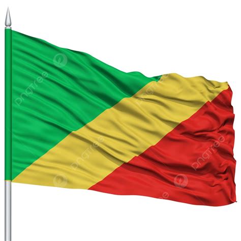 Congo Brazzaville Flag On Flagpole Background And Picture For Free ...