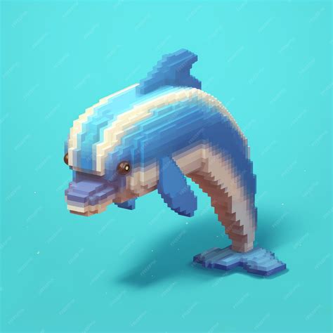 Premium AI Image | Create A Cute Dolphin Character With Minecraft Pixel Art