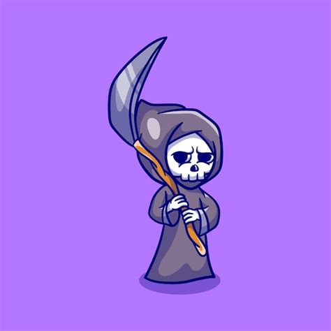 Cute halloween grim reaper con guadaña | Vector Premium