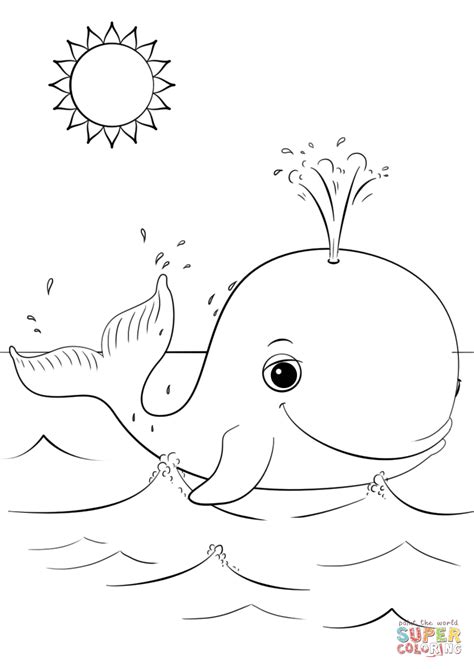 Cute Cartoon Whale coloring page | Free Printable Coloring Pages