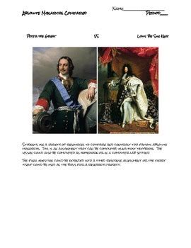 Comparing Absolute Monarchs: Peter the Great and Louis XIV | TpT