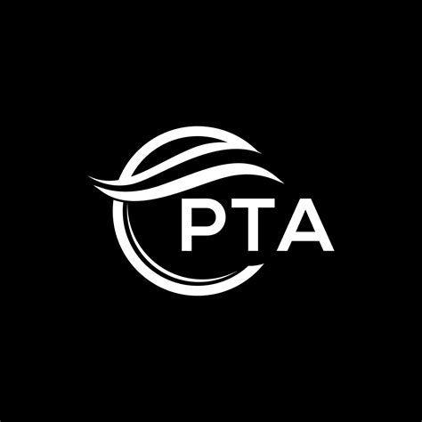 PTA letter logo design on black background. PTA creative circle logo ...