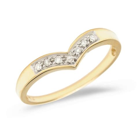 Direct-Jewelry - 10K Yellow Gold Diamond Chevron Ring - Walmart.com ...