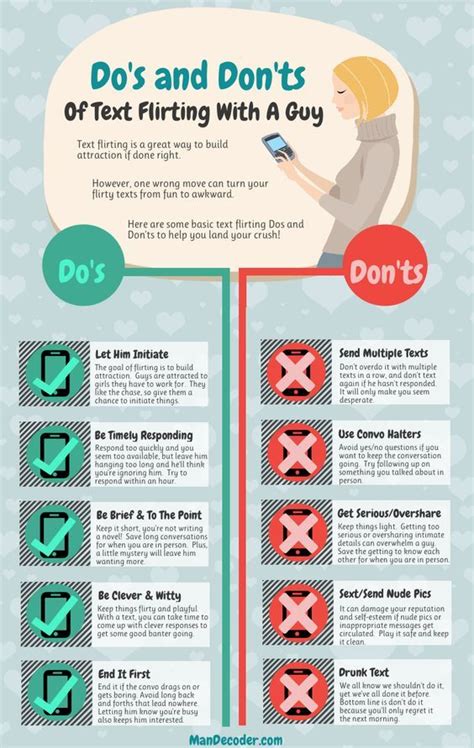 Text Flirting Dos And Don'ts #Infographic | Flirting texts, Flirting ...