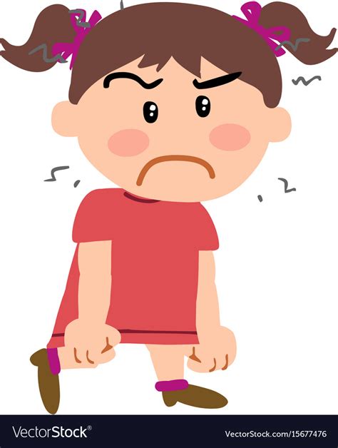 Cartoon character girl angry Royalty Free Vector Image