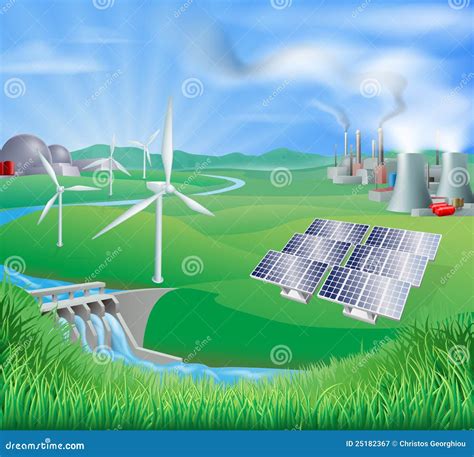 Electricity Or Power Generation Methods Stock Vector - Illustration of ...