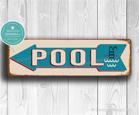 POOL SIGN, Pool Direction Signs, Vintage Style Pool Sign, Pool Signs ...