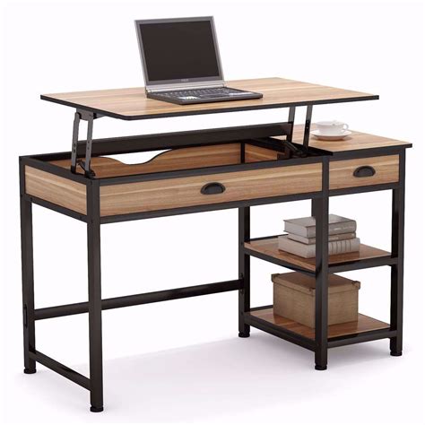 Tribesigns Modern Lift Top Computer Desk with Drawers, 47 inch Writing ...