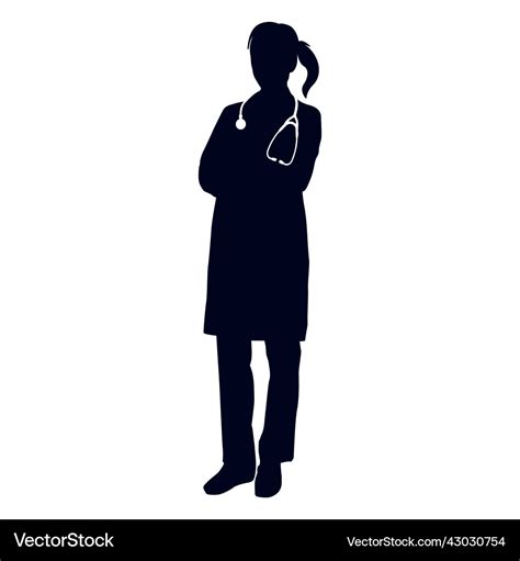 Female doctor silhouette Royalty Free Vector Image